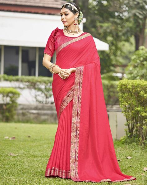 Net Saree with stone work in Pink colour 1326