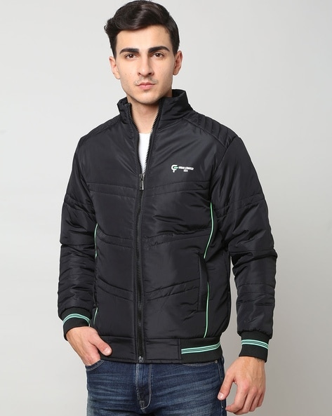 Mens black padded store bomber jacket