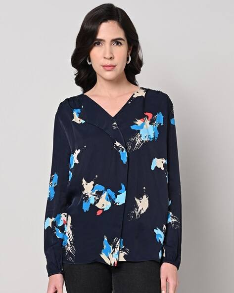 Marks & Spencer Printed Draped Long Sleeve Blouse