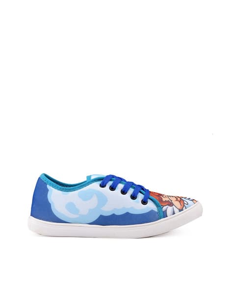 Cartoon Print Lace-Up Casual Shoes