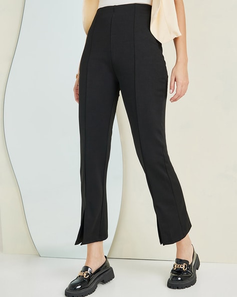 SELVIA Wine Regular Fit Mid Rise Bootcut Trousers