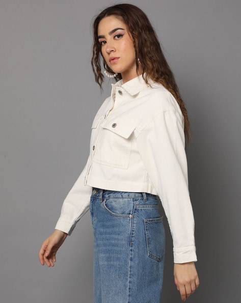 MONOT Crop Jacket in White | FWRD