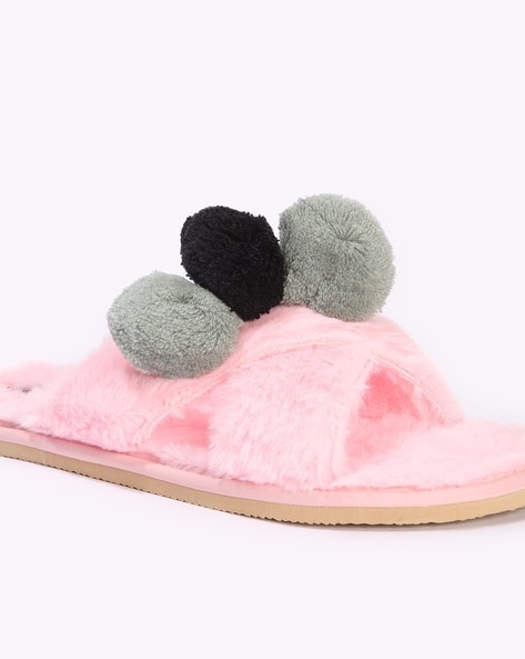 Pink fuzzy flip flops new arrivals