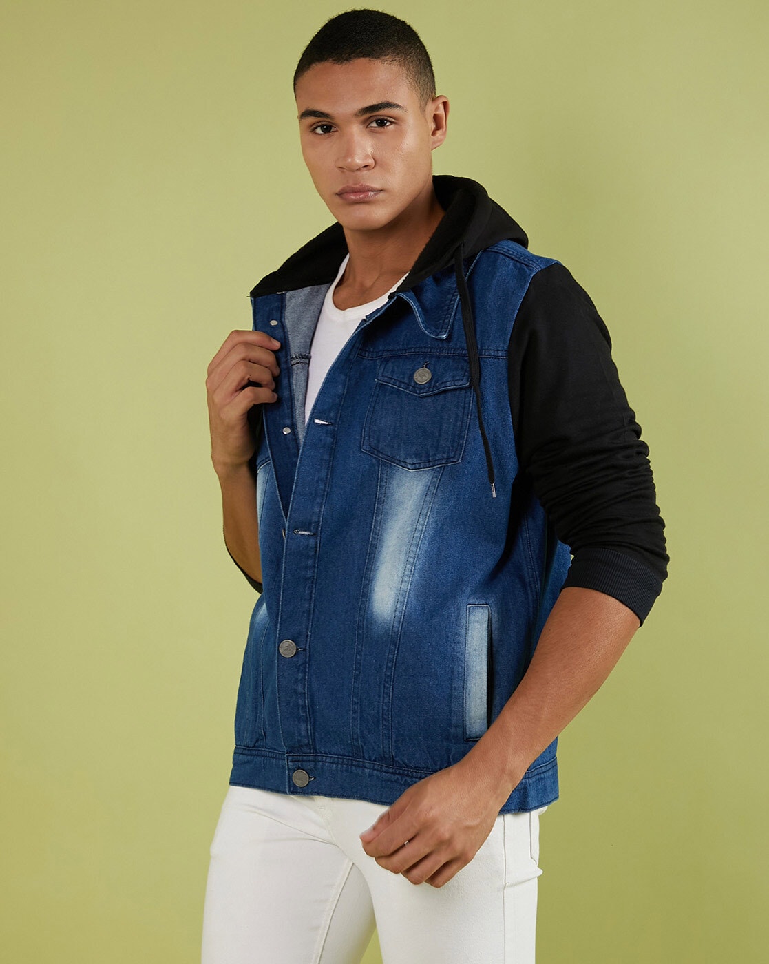 Buy Campus Sutra Men Hooded Denim Jacket(AZW18_JKDENIM_M_PLN_DNBL_AZ_S) at  Amazon.in