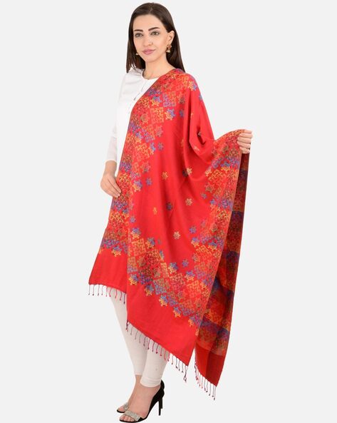 Women Printed Stole with Tassels Price in India