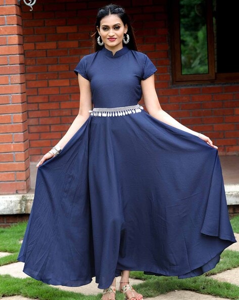 Styleskurti Women Gown Dark Blue Dress - Buy Styleskurti Women Gown Dark Blue  Dress Online at Best Prices in India | Flipkart.com