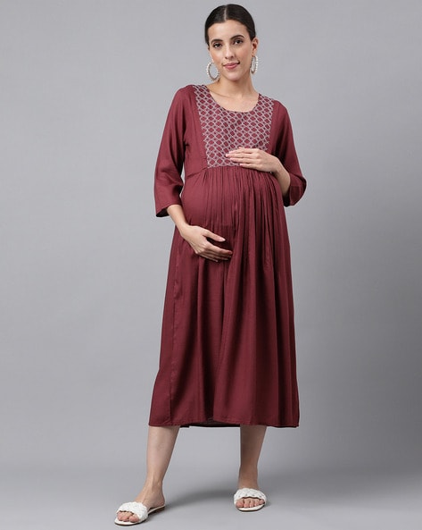 Cotton Rayon Easy Breast Feeding Maxi Dress – Lovely Moms