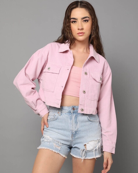 Chemistry Women Pink Solid Overdyed Pure Cotton Denim Jacket Price in India,  Full Specifications & Offers | DTashion.com