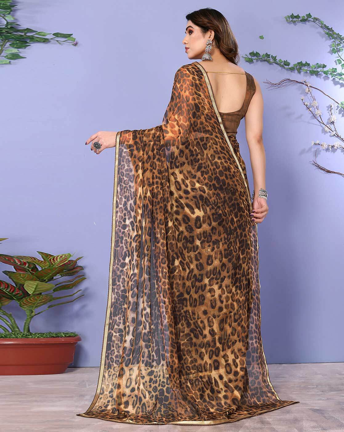 Leopard Print Satin Fabric Saree at Rs 549/piece | Printed Satin Sarees in  Surat | ID: 23705971091