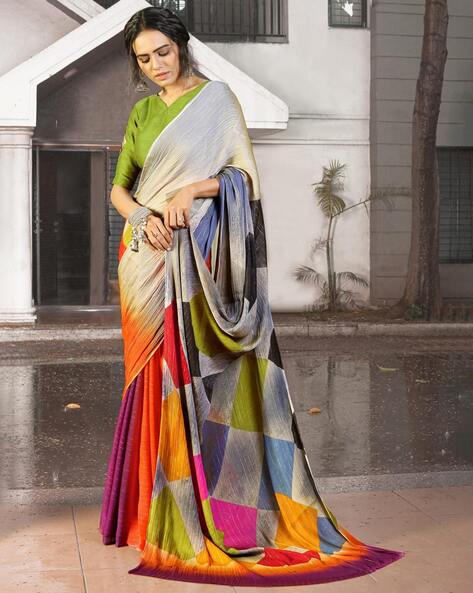 Ajrakh Printed Saree Online | Cotton & Silk Ajrakh Print Saree