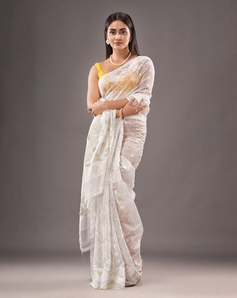 Bengal Shopping - One Life to Live - One Store to Shop | BS White Madhumita  Cotton Dhakai Jamdani Saree