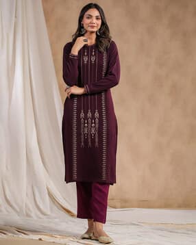 ishin Round-Neck Straight Winter Kurta-picture-28
