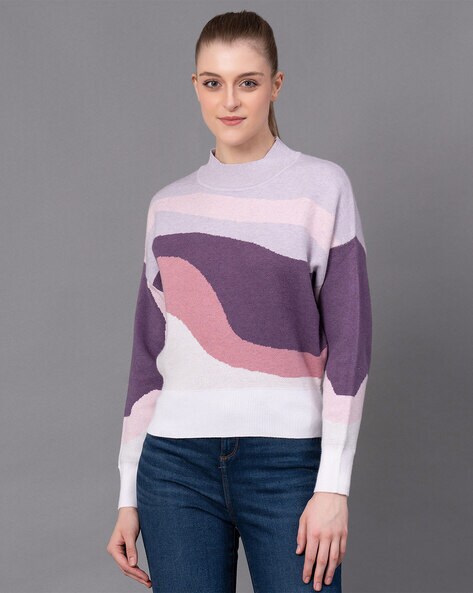 Purple long hot sale sleeve sweater