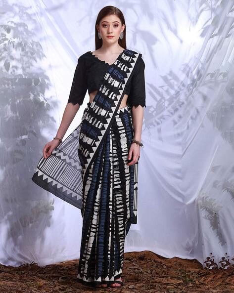 Buy Stunning Black Zari Woven Silk Saree With Blouse - Zeel Clothing