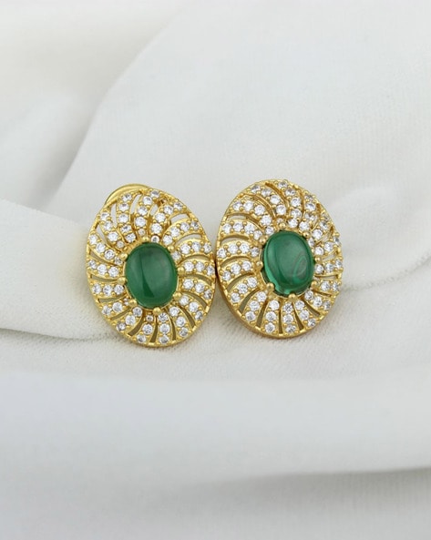 Gemzlane Mint green Stone Mother of pearl danglers Earrings | Gemzlane