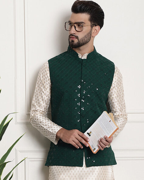 Dark Green Nehru Jacket | Buy Clothes | Floralis