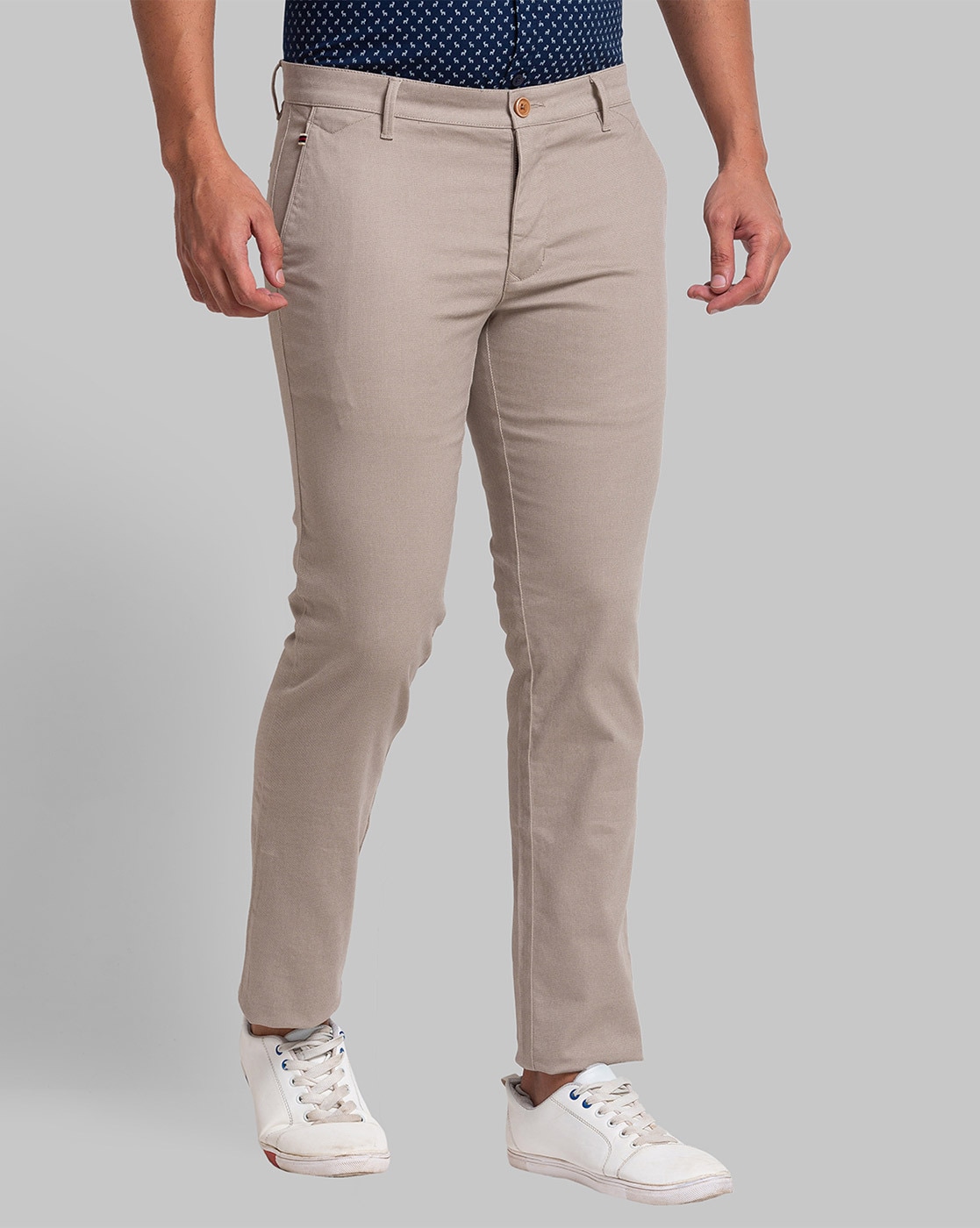 Buy Parx Dark Fawn Tapered Fit Low Rise Flat Front Trousers for Men's  Online @ Tata CLiQ