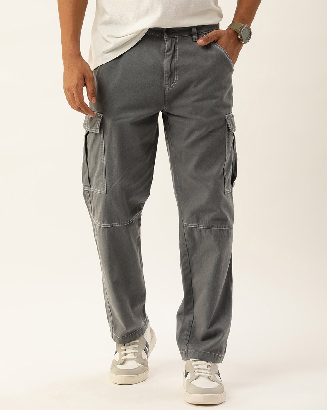 Buy online Grey Cotton Cargos Casual Trousers from Bottom Wear for Men by  Cinocci for ₹860 at 67% off | 2024 Limeroad.com