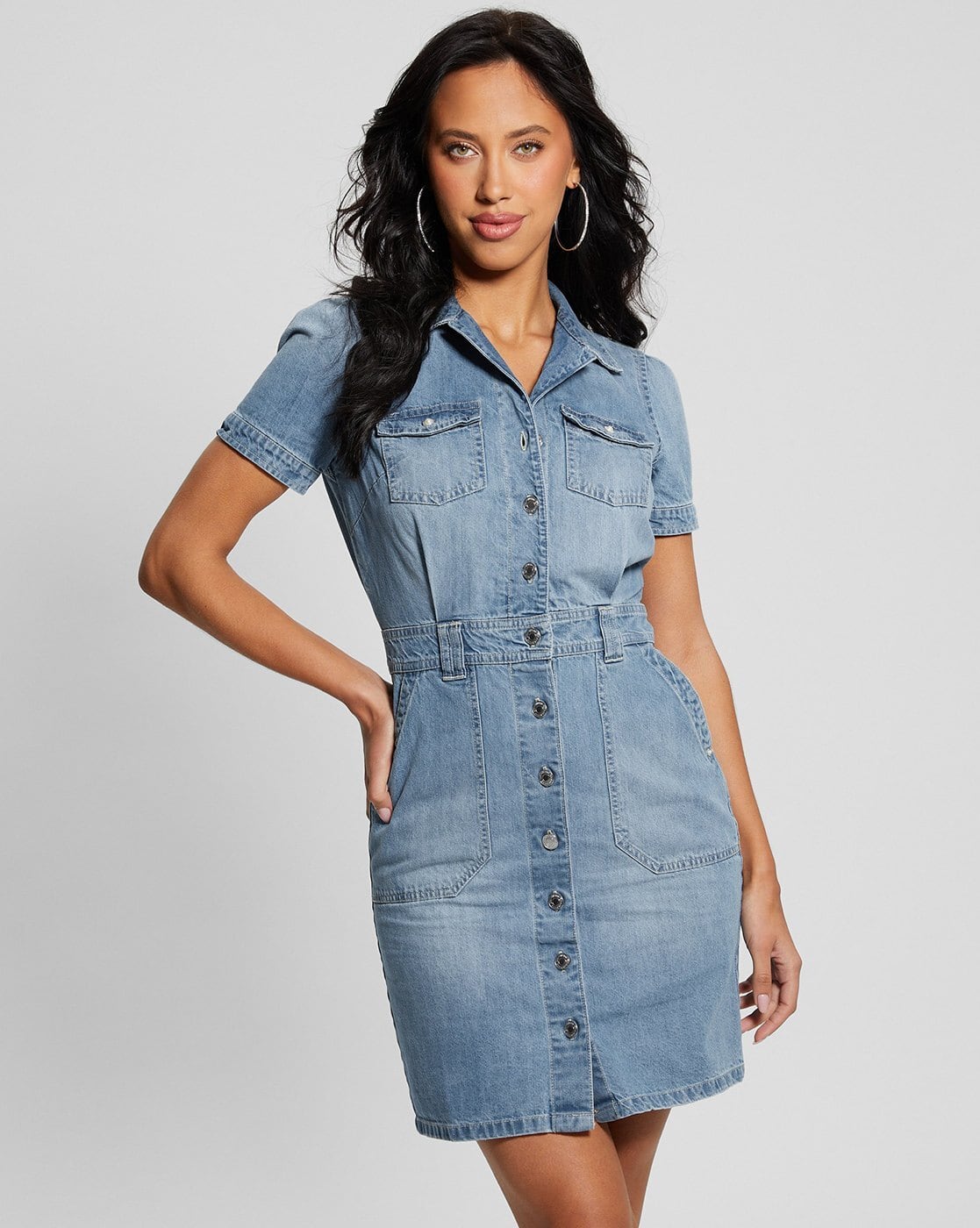 guess bodycon denim dress Guess W5gk93d4h7c Sleeveless Short Dress BLUE L Woman