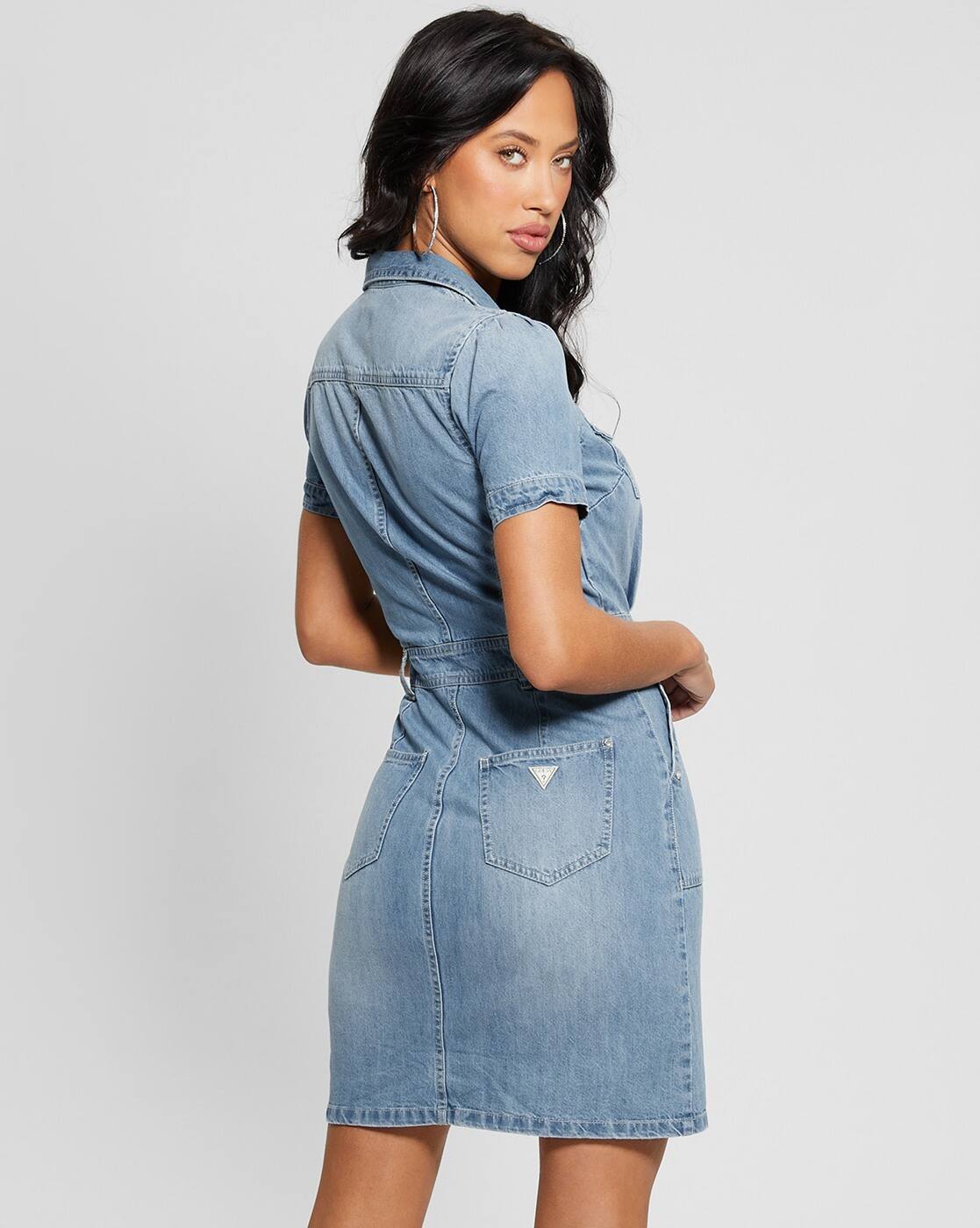 Buy GUESS Washed Denim Bodycon Dress Online | Ajio.com