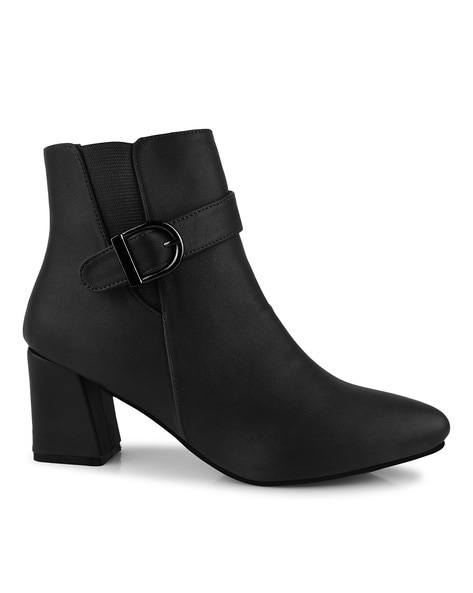 Ankle-Length Boots with Buckle Accent