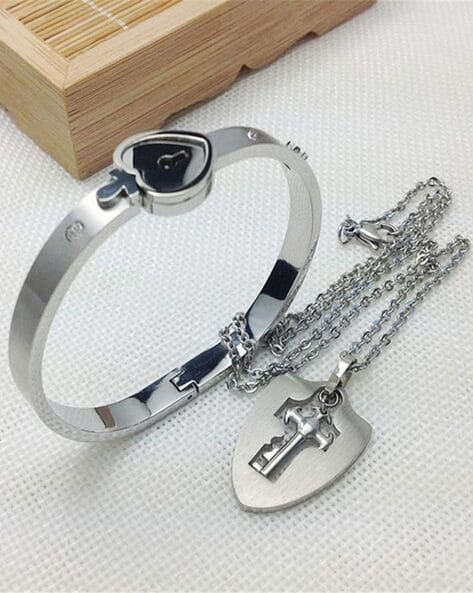 Heart Lock Bracelet & Key Necklace Jewelry Set - OurCoordinates