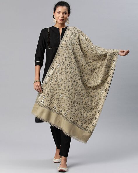 Floral Print Stole with Tassles Price in India
