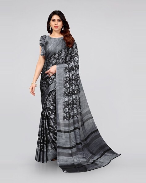 Buy Black Sarees for Women by Siril Online | Ajio.com