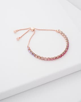 Rose Gold-Plated Melrah Icon Crystal Slider Link Bracelet-image-24