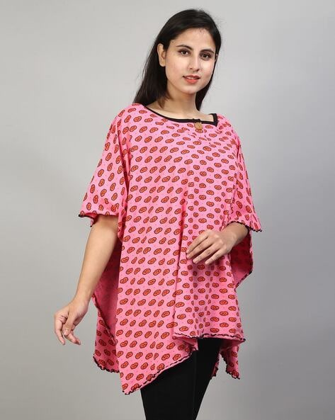 Printed Round-Neck Poncho Price in India