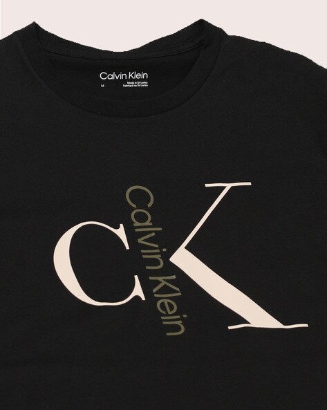 Calvin Klein Gold Monogram Tee in Black for Men