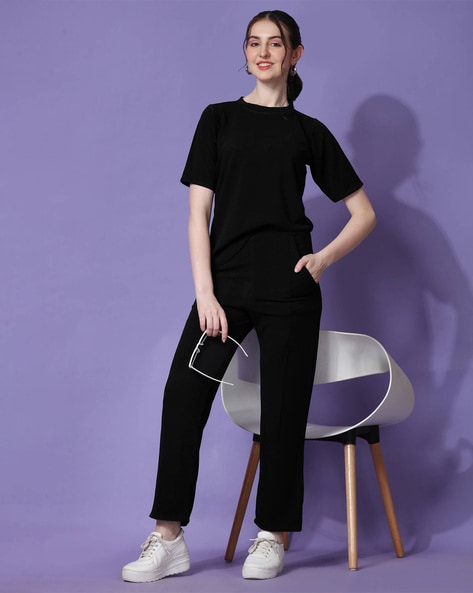 Black Casual Trouser suit with T-Shirt | Sumissura