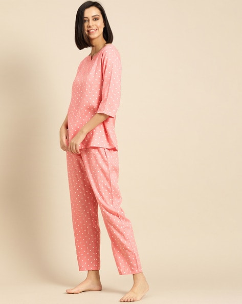 Polka Dot Top Pyjamas Set