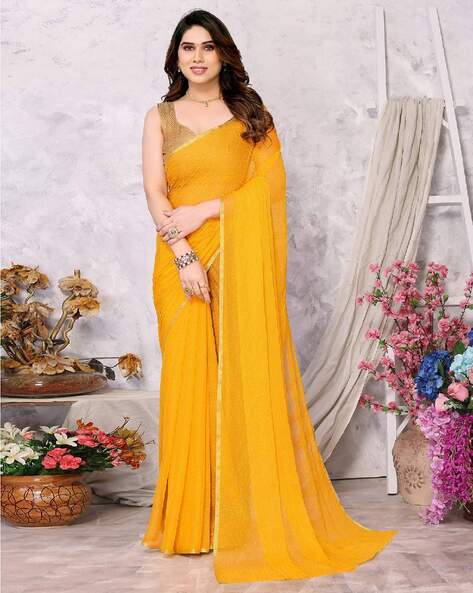 Beautiful Yellow Saree Blouse Indian Ethnic Designer Exclusive Chiffon Sari  Made to Order New Blouse Petticoat for Women and Girls - Etsy