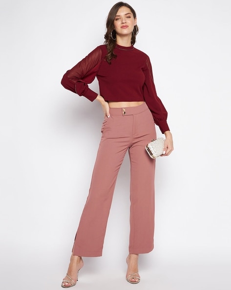 Buy Pink High Waist Co-Ord Set Pants For Women Online in India | VeroModa