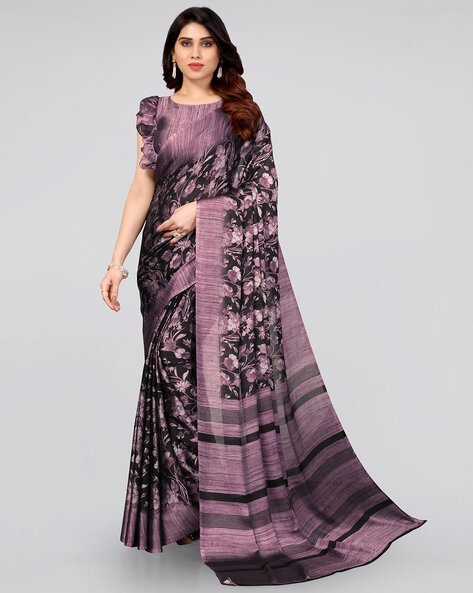 Women Plain Weave Chiffon Ikat Printed Saree with Blouse Piece – Mirchi  Fashion