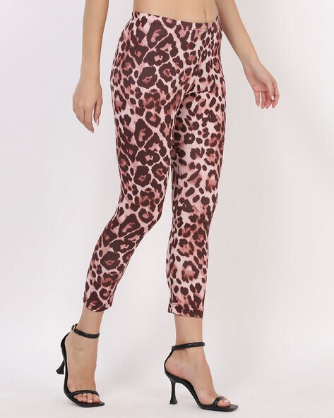Leopard print pink spots in khaki colour yoga leggings - Sophie Dibou