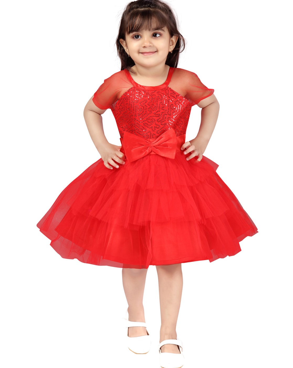 Ripening Baby Girls Red Satin Bubble Kids Frock (BRP_1012 Red Dress for  Party)