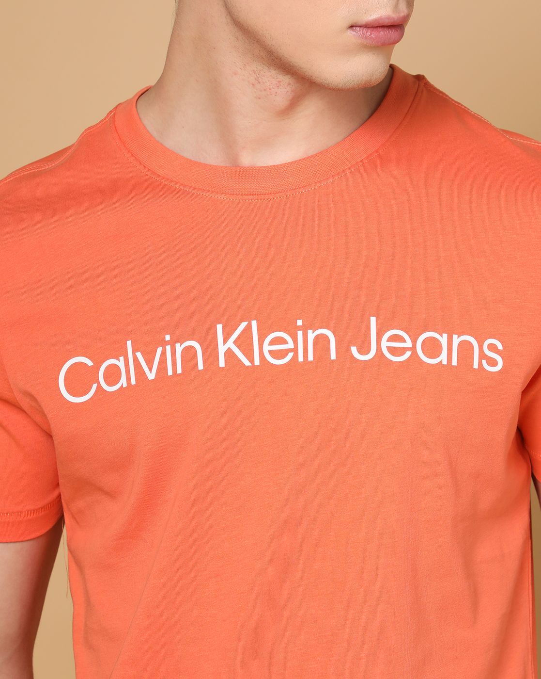 Calvin Klein Institutional Logo Slim Orange T-Shirt