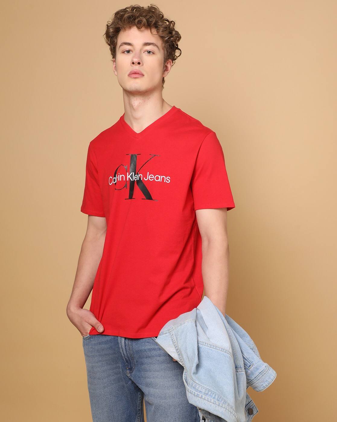 Calvin klein jeans red t shirt discount