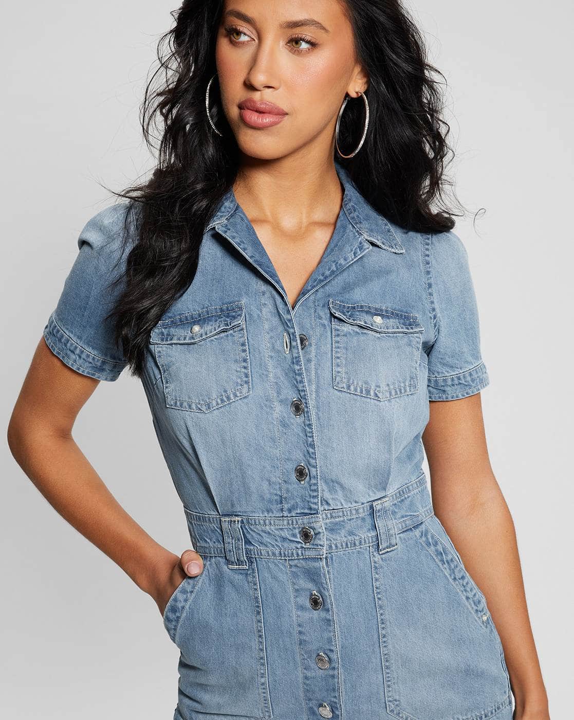 Buy GUESS Washed Denim Bodycon Dress Online | Ajio.com