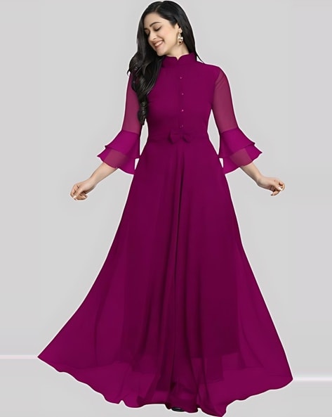 Bell sleeve 2024 long frock