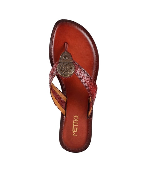 Buy Maroon Flat Sandals for Women by Metro Online | Ajio.com