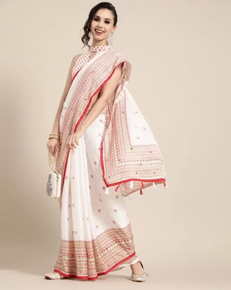 Peach Jute Net Saree