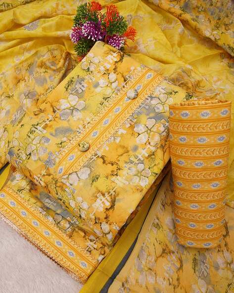 Designer Eid Special Golden Yellow Dress Material