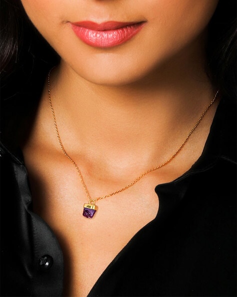 Finto rose gold purple crystal ocean heart pendant necklace