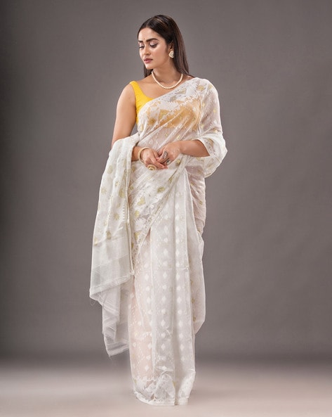 Buy Off White Raw Silk Saree With Zari Work Online - SARV03762 | Andaaz  Fashion