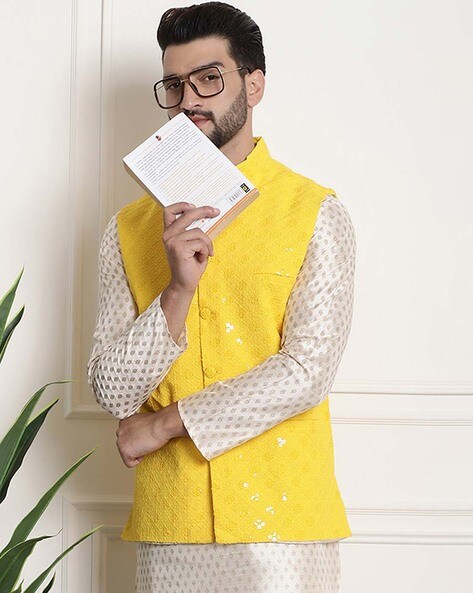 Indian Ethnic Traditional Solid Color Cotton Mustard/yellow Waist Coat for  Men, Religious Festival Wear Nehru /modi Jacket Sleeveless Dress - Etsy
