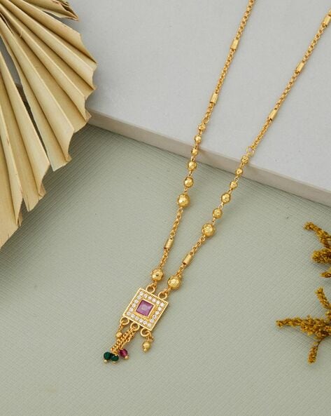 Enamel & Stone Floating Pendant Chain Necklace | 18ct Gold Plated/Gree |  Missoma