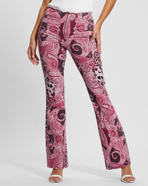 Printed High-Rise Bootcut Pants